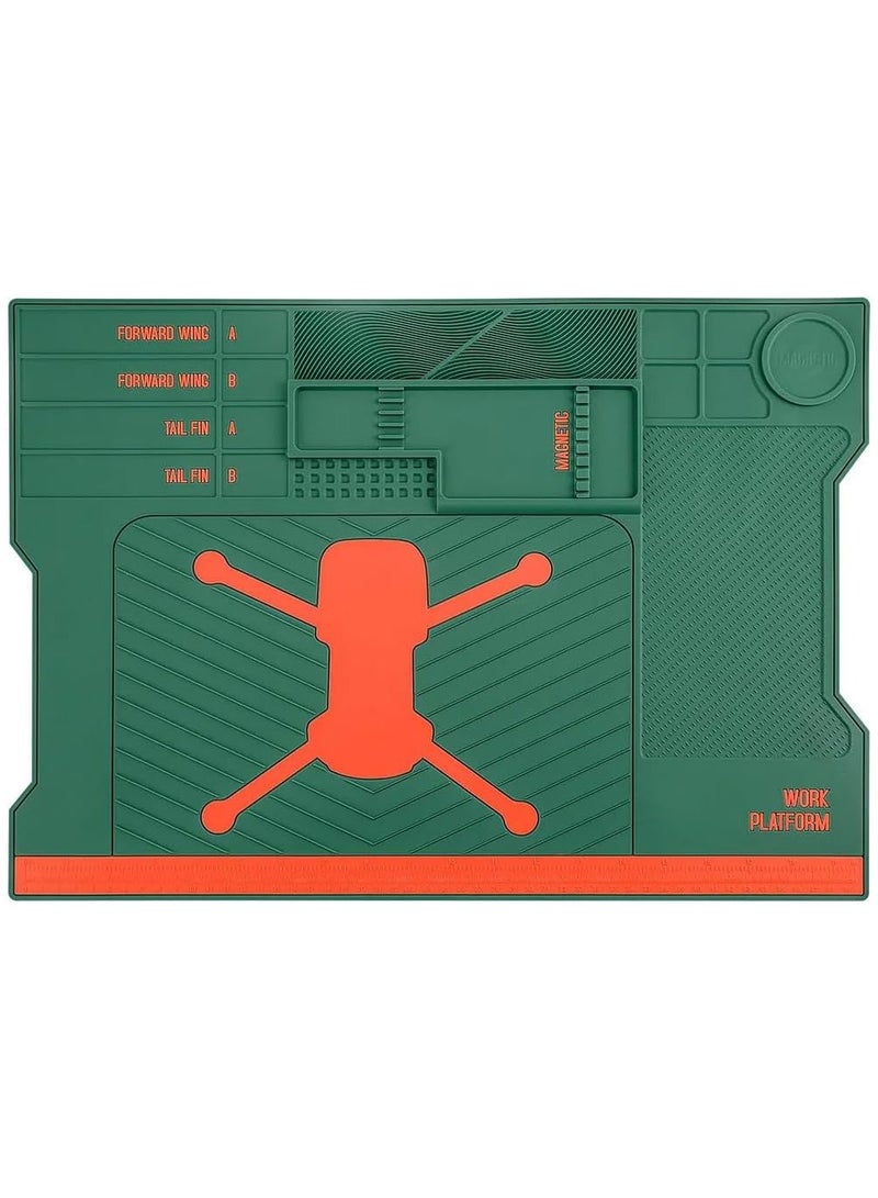 Rubik Soldering Mat 51.5x36.5cm, Heat Resistant Silicone Work Station Desk Pad with Magnetic Slots for Drone Camera BGA Soldering Iron Workbench Cell Phone Laptop Repair (Green) - Image 1