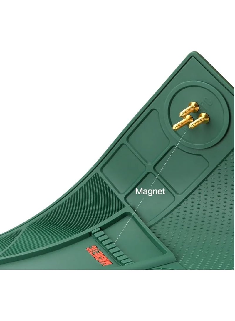 Rubik Soldering Mat 51.5x36.5cm, Heat Resistant Silicone Work Station Desk Pad with Magnetic Slots for Drone Camera BGA Soldering Iron Workbench Cell Phone Laptop Repair (Green) - Image 4