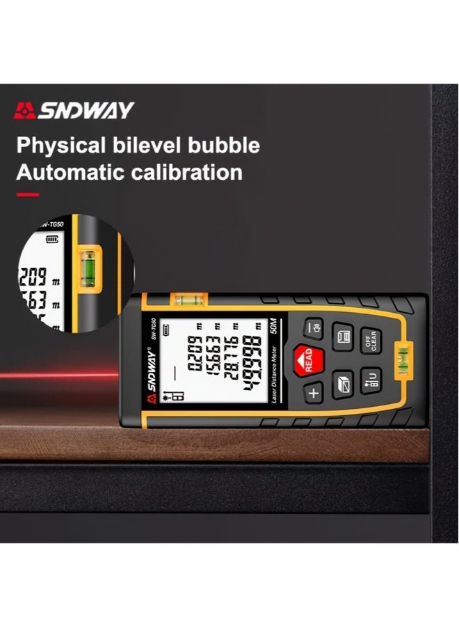 SNDWAY Laser Measure 100M, Ft/in/M Unit Switch Digital Laser Tape Measure with Bubble Level Laser Measurement Tool, LCD Backlit Laser Distance Meter, Rangefinder Pythagorean Mode Area and Volume Measuring - Image 5