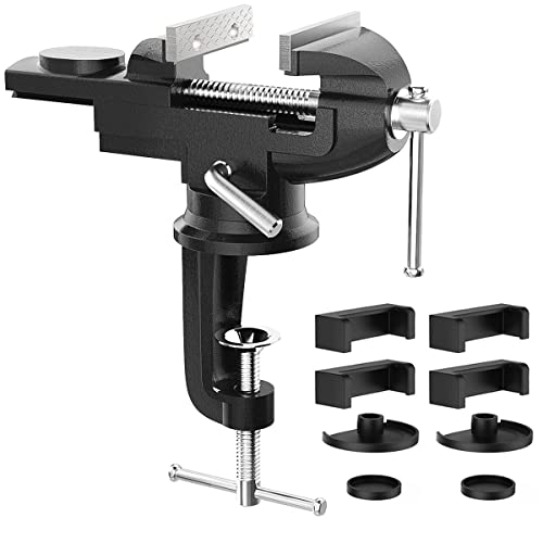 Housolution 3 Inch Universal Swivel Base Table Vise, 360°Rotating Bench Clamp, Portable Repair Tool for Woodworking, Metalworking, Cutting Conduit, and Drilling - Black - Image 1
