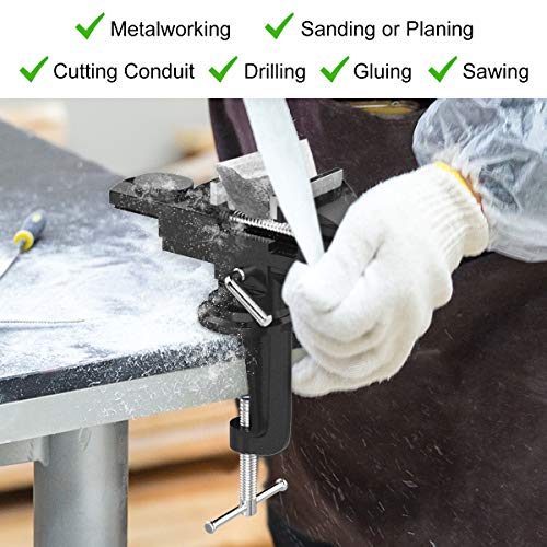 Housolution 3 Inch Universal Swivel Base Table Vise, 360°Rotating Bench Clamp, Portable Repair Tool for Woodworking, Metalworking, Cutting Conduit, and Drilling - Black - Image 2