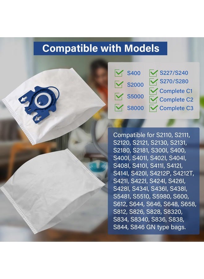 Tivcroxs 20 Pack 3D Airclean GN Vacuum Cleaner Bags,Replacement for Miele Classic C1,Complete C1,C2,C3 S227 S240 S270 S400 S400i-S456i S2 S5 S8 Series Vacuum with 6 Motor Protection Filters,6 AirClean Filters - Image 2