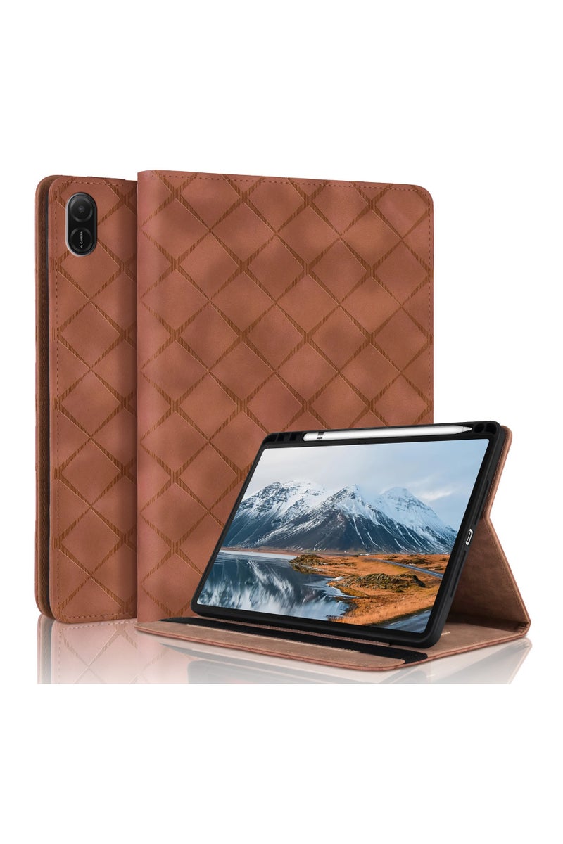 Suitable for 2024 new HONOR Pad X8A protective case, brown leather with pen slot and card slot - Image 1