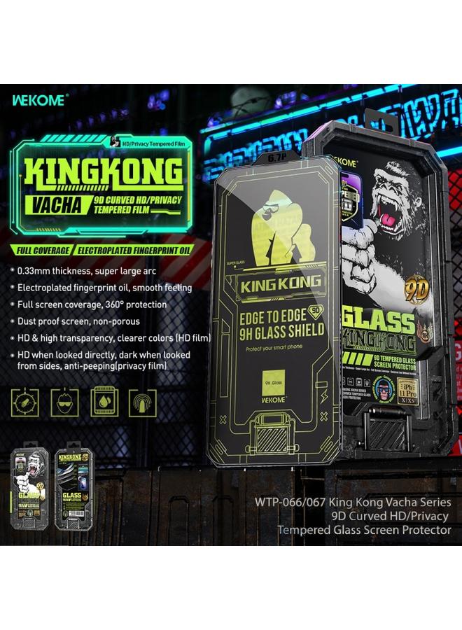iPhone 13 Pro WK WTP 067 King Kong Vacha 9D Curved Privacy Tempered Glass Film Black