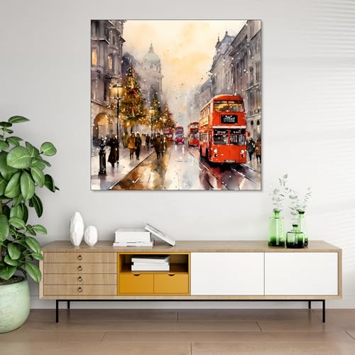 The Castle Decor Vintage Abstract Painting with Frame Big Size (24X24) Wall Art for Living Room, Bedroom, Drawing Room, Hotels-Wooden Framed-Digital Painting - Image 1
