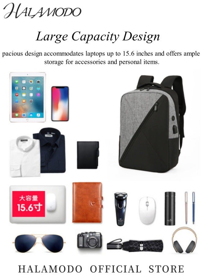 HALAMODO 3PCS Laptop Bag Sets Large Capacity Laptop Backpack with USB Charging Port 15.6inch Office Laptop Work Bags Business Backpack for Men Women - Image 5