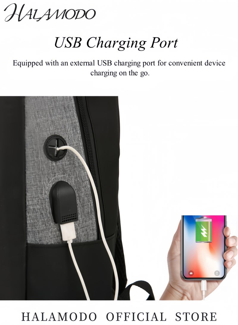 HALAMODO 3PCS Laptop Bag Sets Large Capacity Laptop Backpack with USB Charging Port 15.6inch Office Laptop Work Bags Business Backpack for Men Women - Image 3