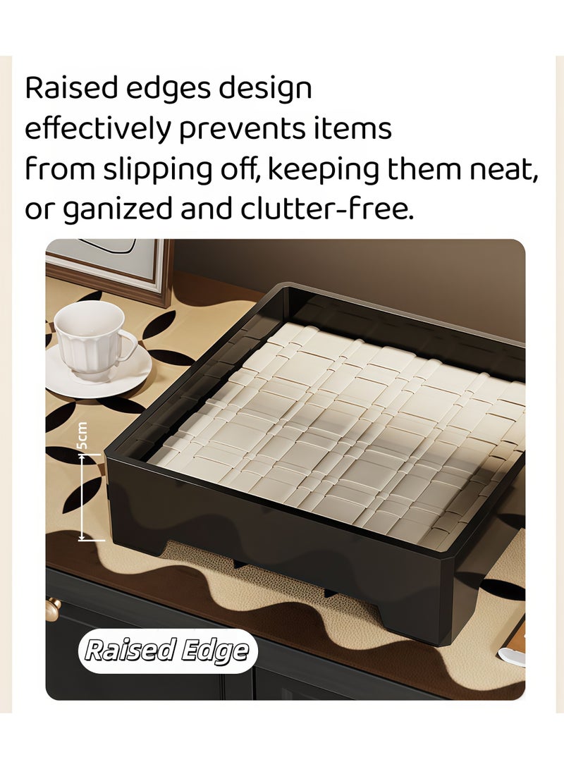 XiuWoo Decor Platter,Storage Tray,PVC leather,Rectangle Serving Tray,Entrance Storage Plate,Basket Serving Tray, for Storage Makeups,Jewelry,Decorative Accessory,for Home, Living Room, Bathroom, Housewarming/Gift - Image 4