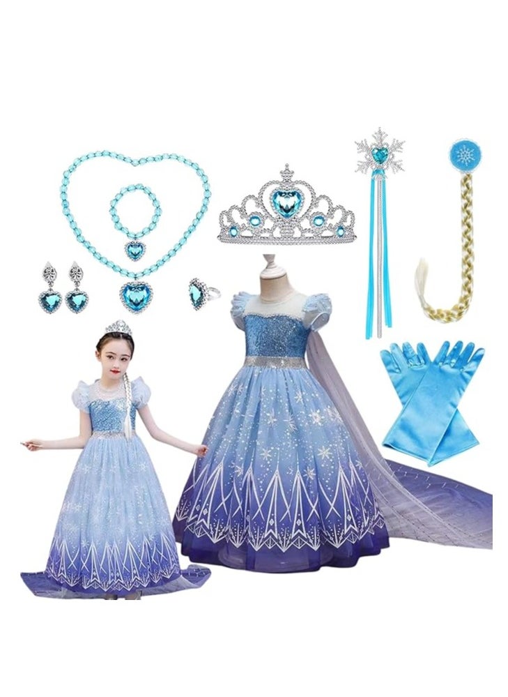 Home Smart Fairy-tale Princess Costume Dress with Accessories for Girls Tulle Dress Wand Crown Gloves Braid Hairclip Necklace Bracelet Ring and Earrings for Party Favor and Special Event  - Image 1