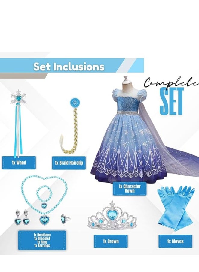 Home Smart Fairy-tale Princess Costume Dress with Accessories for Girls Tulle Dress Wand Crown Gloves Braid Hairclip Necklace Bracelet Ring and Earrings for Party Favor and Special Event  - Image 3