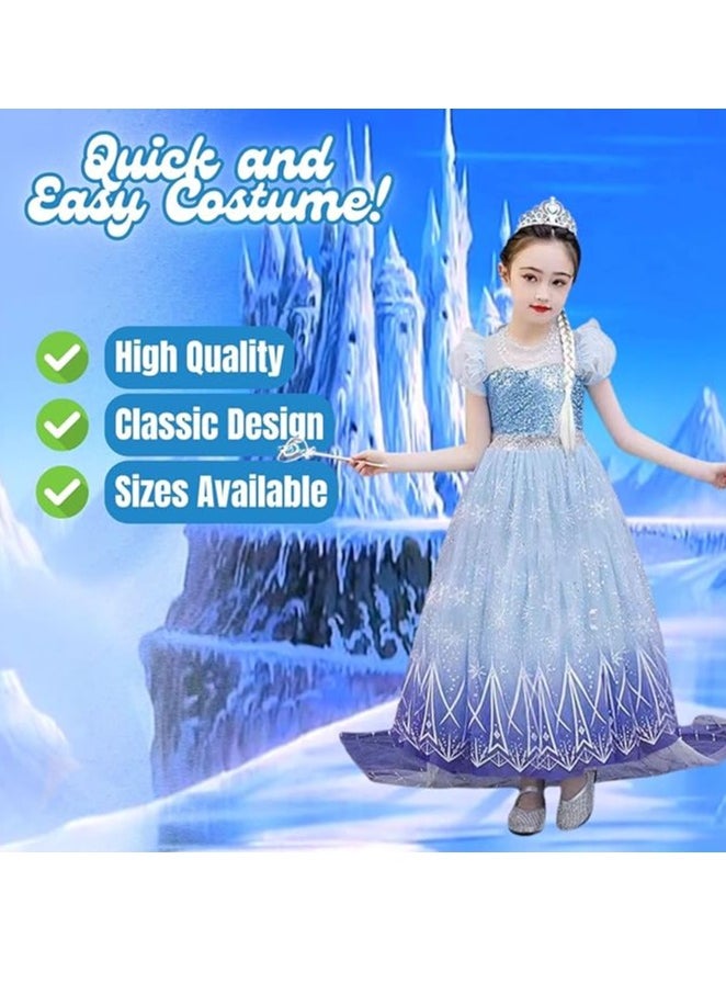 Home Smart Fairy-tale Princess Costume Dress with Accessories for Girls Tulle Dress Wand Crown Gloves Braid Hairclip Necklace Bracelet Ring and Earrings for Party Favor and Special Event  - Image 4