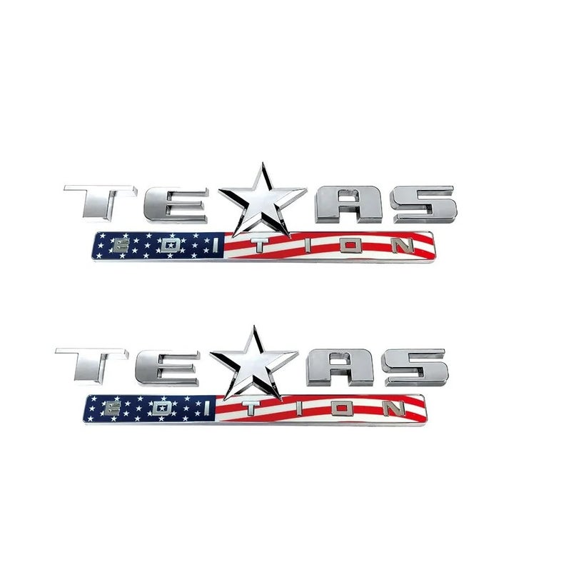 Generic Texas Edition - American Flag- 3M Stick On Emblem Badge (Set of Two) FITS GMC Sierra Chevy Silverado Sierra Suburban Tahoe Ford F150 Dodge Ram Nissan Titan Truck - Image 1
