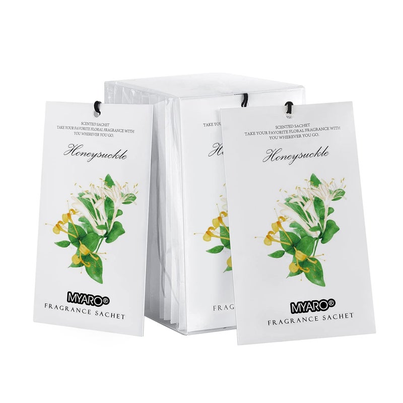 MYARO 12 Packs Honeysuckle Scented Sachets for Drawer and Closet LongLasting Sachets Bags Air Freshener Fresh Scents Potpourri Bags Home Fragrance for Lover