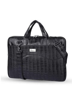 Bagneeds Croco PU Leather Laptop Messenger Bag for Men and Women, Black (RV1J)  - Image 1