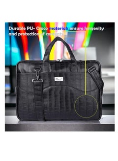 Bagneeds Croco PU Leather Laptop Messenger Bag for Men and Women, Black (RV1J)  - Image 3