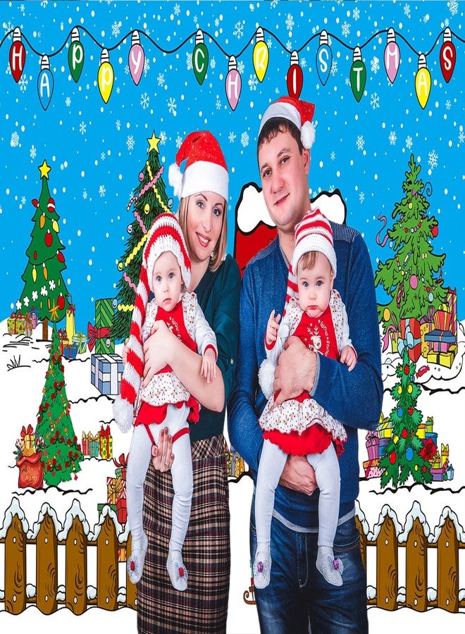 CINRAY Comic Christmas Red House Backdrop 7x5FT Winter Snowy Night Xmas Tree Kennel Photography Background for Kids Winter Holiday Christmas Party Decorations Supplies Photo Props - Image 4