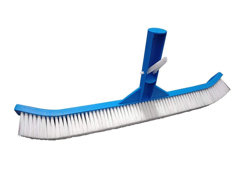 BlueWave Swimming Pool Deep Leaf Rake White Gold Aluminum Handle Fine Mesh Net White Golden Color with 18 inch Curved Wall Brush with Nylon Bristles Cleaning Brush - Image 5