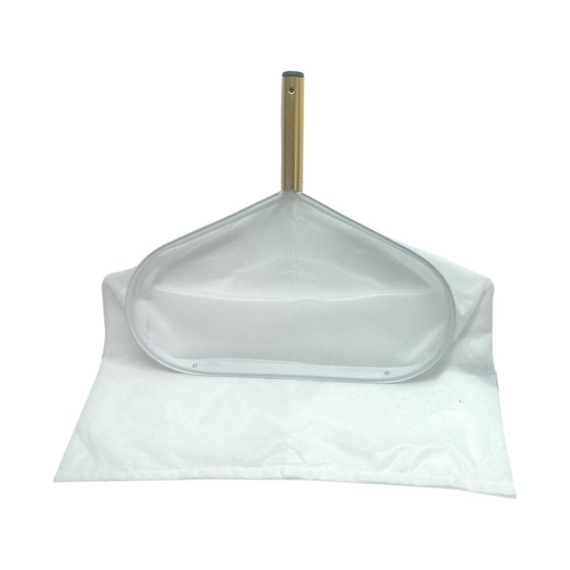 BlueWave Swimming Pool Deep Leaf Rake White Gold Aluminum Handle Fine Mesh Net White Golden Color with 18 inch Curved Wall Brush with Nylon Bristles Cleaning Brush - Image 4