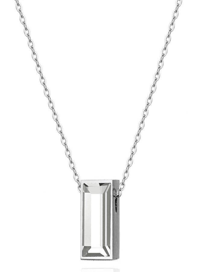 RIPFEVURN Cremation Jewelry Tiny Glass Cube Urn Necklaces for Ashes for Women Men Stainless Steel Small Urn Locket for Human Ashes Holder Memorial Keepsake Pendant, 0.1 x 0.51 x 0.59 inches, Stainless - Image 1
