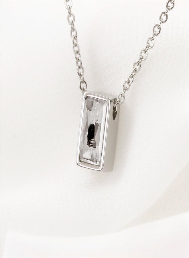 RIPFEVURN Cremation Jewelry Tiny Glass Cube Urn Necklaces for Ashes for Women Men Stainless Steel Small Urn Locket for Human Ashes Holder Memorial Keepsake Pendant, 0.1 x 0.51 x 0.59 inches, Stainless - Image 3