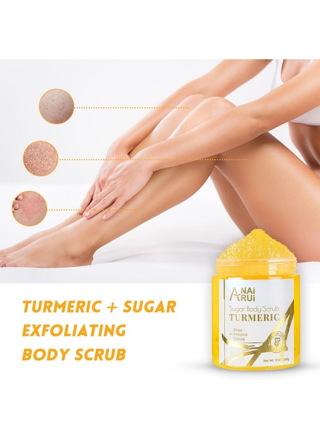 ANAI RUI - Turmeric Body Scrub For Dark Spots Sugar Scrub For Exfoliating Smoothing Hydrating Skin Turmeric Body Scrub Exfoliator 9 Oz - Image 1