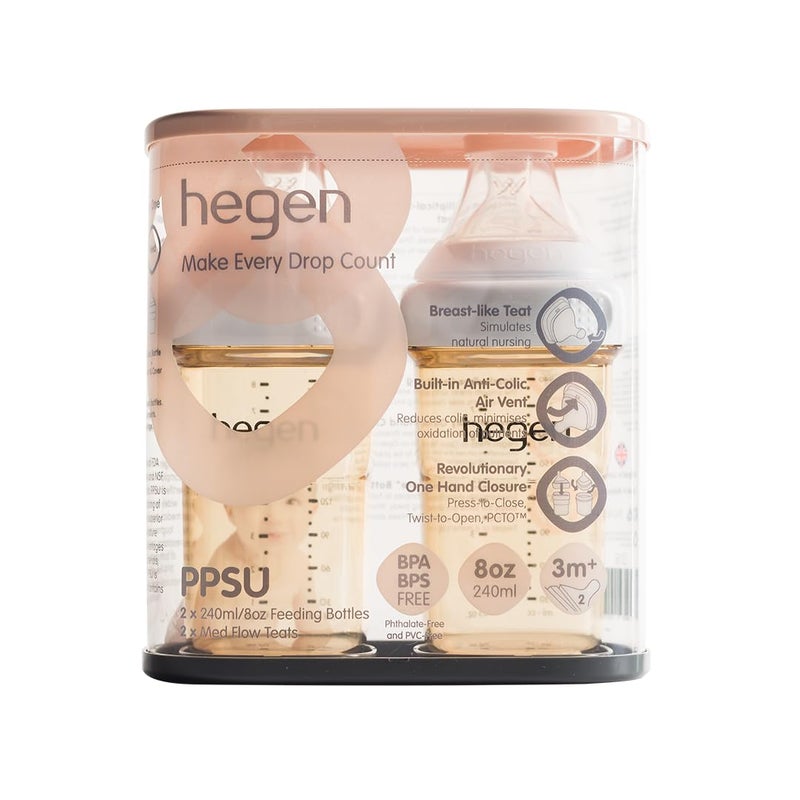 Hegen Easy to Clean Anti-Colic Baby Bottle, 8oz for 3 to 6 Months (2-Pack) - Image 4