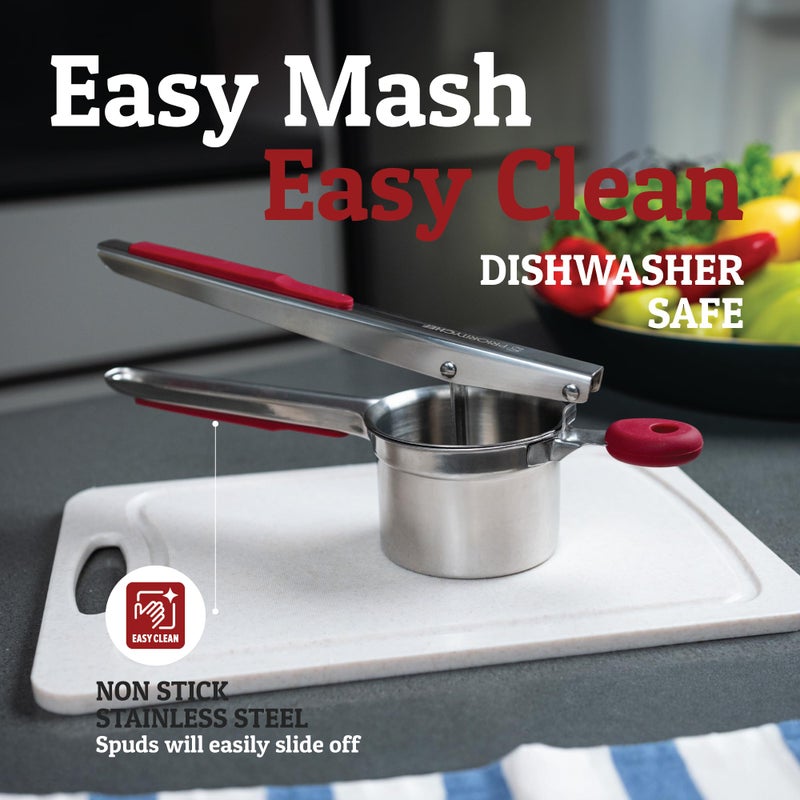 Priority Chef PriorityChef Large 15oz Potato Ricer With 3 Discs, Heavy Duty Stainless Steel Potato Ricer for Mashed Potatoes, Potato Masher, Press and Ricer Kitchen Tool, Red - Image 5