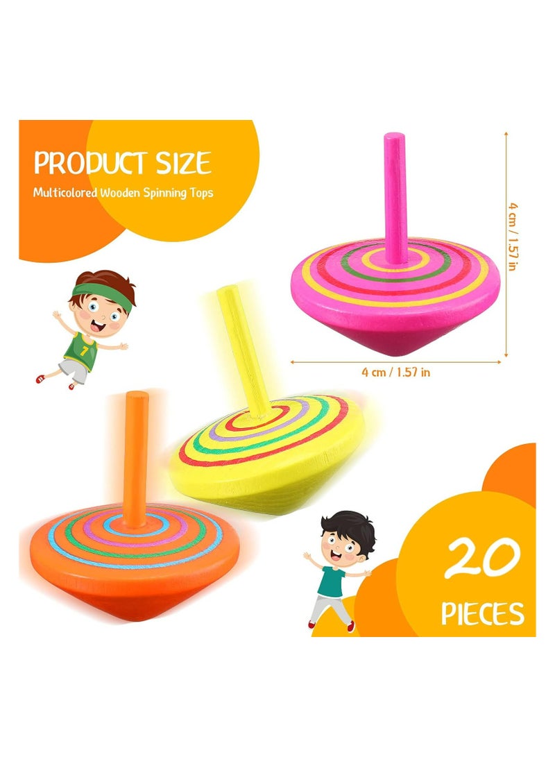 Colorful Wooden Spinning Tops, Mini Handmade Flip Wood Gyroscopes Tops, Assorted Color Painted Novelty Tops for Toddlers, Party, Family Games, Party Favors Kids -20pcs Random Color - Image 2