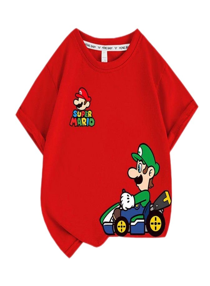 Mario Unisex Short Sleeve Stylish Top TShirt cotton Tee for Boys Girls Kid Children - Image 1