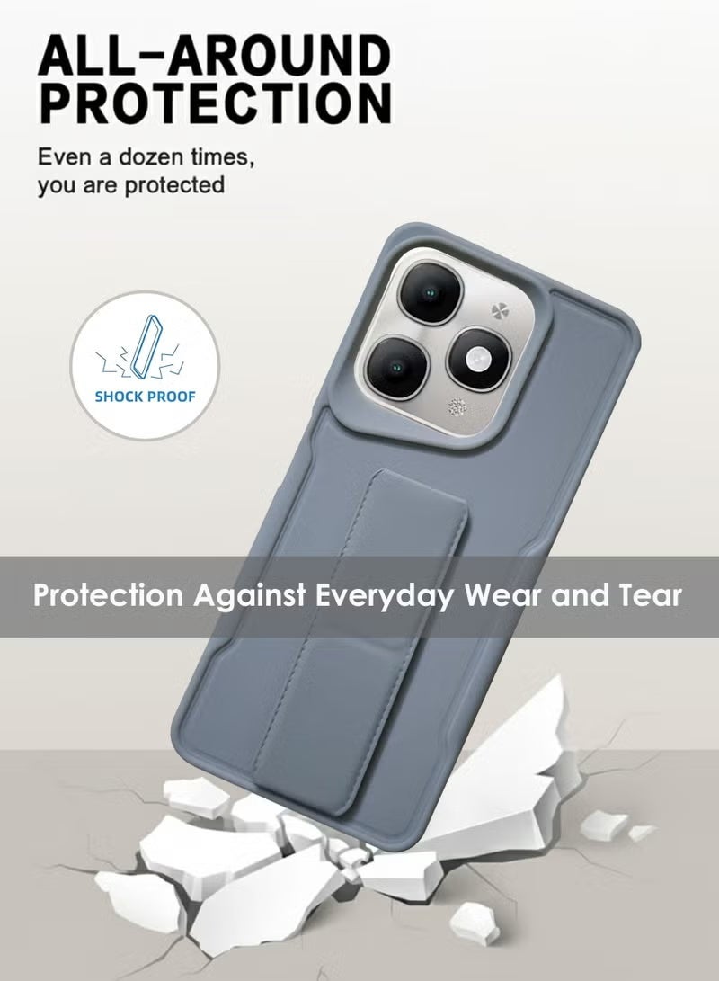 INEIX Itel A90 Hand Grip Case Cover - Magnetic Hand Grip Holder & Kickstand Case For Itel A90 - Strong Grip for Magnetic Car Holder, Stylish Silicone Case & Functional, Ultimate Convenience & Hands-Free Viewing - Grey - Image 3