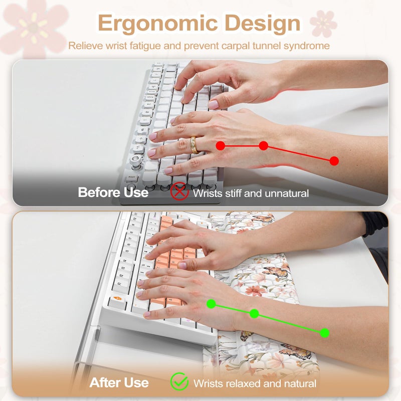 AnyShock 2 in 1 Acrylic Computer Keyboard Holder with Soft Wrist Rest, Butterfly Keyboard Wrist Pad, 3-Level Height Adjustment for Ergonomic Typing, Wrist Rests for Office (White) - Image 2