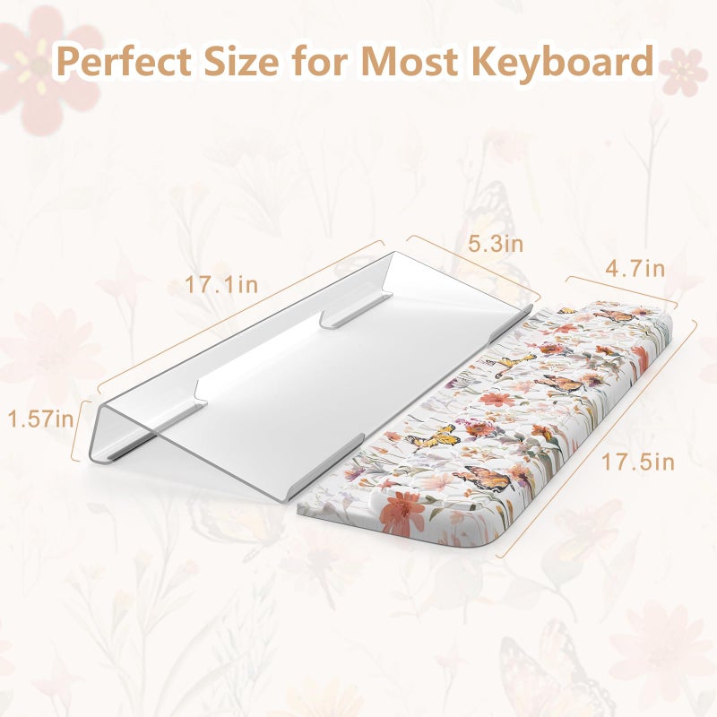 AnyShock 2 in 1 Acrylic Computer Keyboard Holder with Soft Wrist Rest, Butterfly Keyboard Wrist Pad, 3-Level Height Adjustment for Ergonomic Typing, Wrist Rests for Office (White) - Image 5