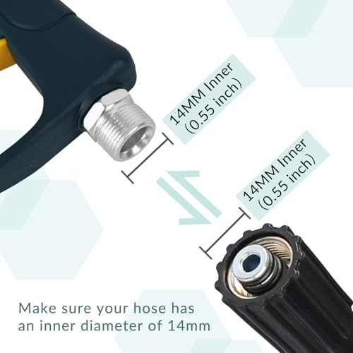 Sooprinse Short Pressure Washer Gun with Foam Cannon High Pressure Washer Gun Snow Foam Lance with 14 Inch Quick Connector 5 Nozzle Tips with Car Wash Mitt 3000 PSI 1 Liter - Image 3