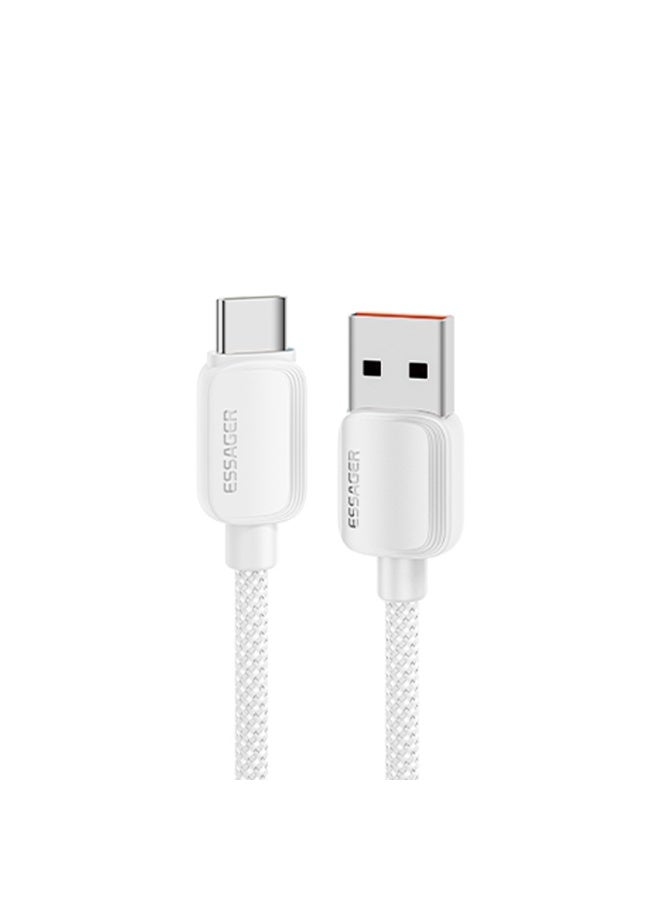 Essager 7A 100W USB-C Fast Charging Cable – USB-A to USB-C – PD3.0/QC3.0 – Nylon Braided – for Samsung, Huawei, Xiaomi, HONOR, OPPO, VIVO, Realme (White, 2 meter) - Image 1
