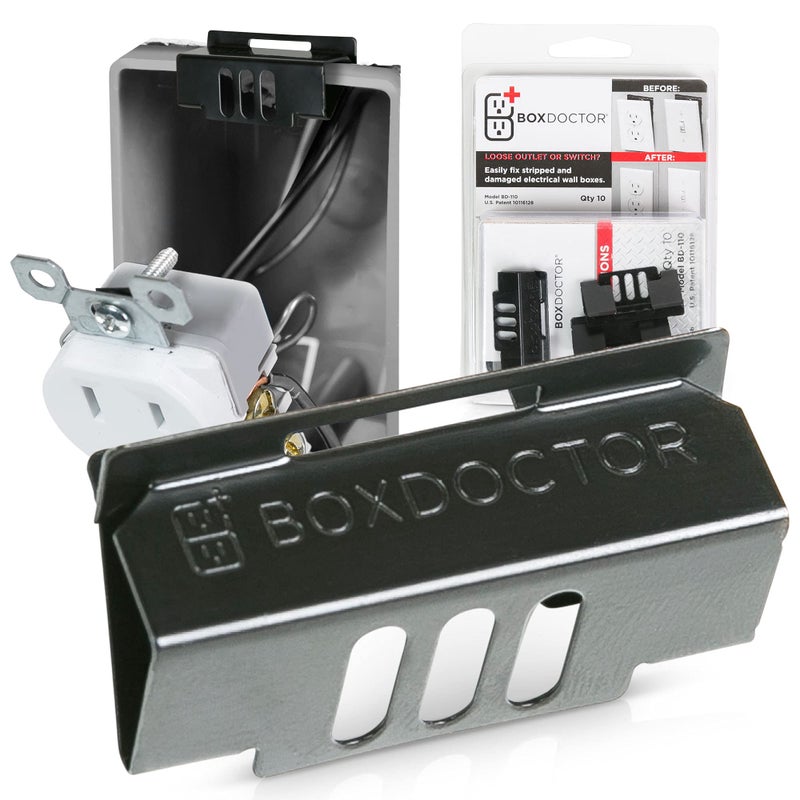 Box Doctor Repair Clips Fix Loose Outlets and Switches Electrical Wall Box Repair Clips 10 Pack