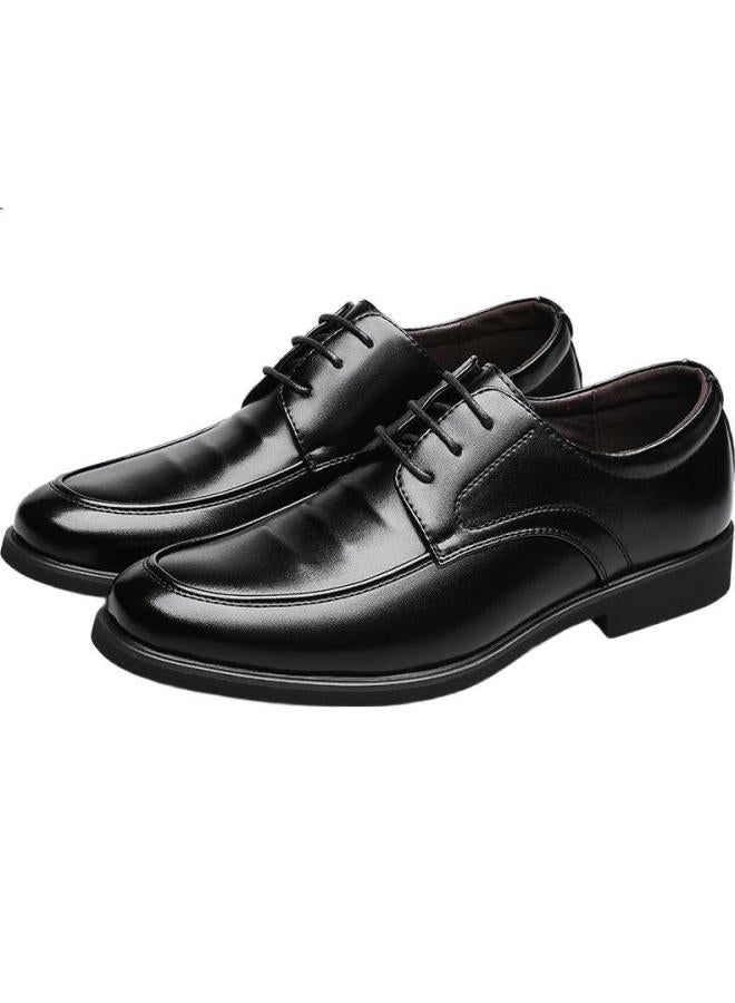 BEIOUTU Leather Shoes For Men, Classic Business Casual Shoes, British Style Office Lace-Up Comfortable Men'S Shoes, 9827 Black, Size 42 - Image 3