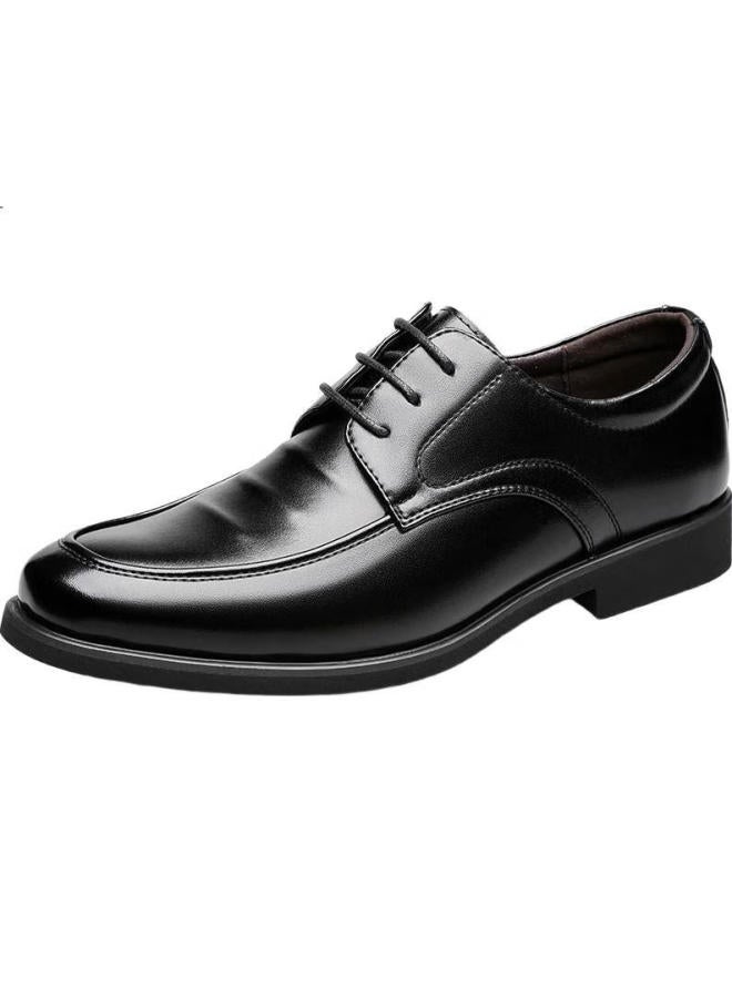 BEIOUTU Leather Shoes For Men, Classic Business Casual Shoes, British Style Office Lace-Up Comfortable Men'S Shoes, 9827 Black, Size 42 - Image 2
