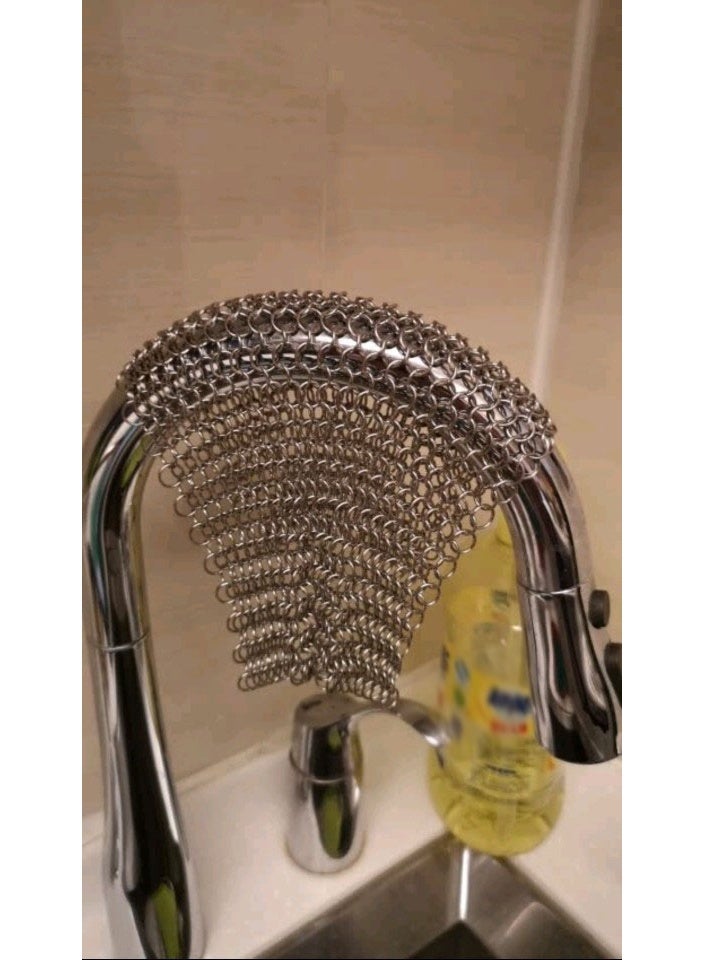 منظف الحديد الزهر فرشاة تنظيف من الفولاذ المقاوم للصدأ للمقالي المسبقة التتبيل قدر من الفولاذ المقاوم للصدأ حامل مقلاة من الحديد الزهر تنظيف في غسالة الأطباق - Image 4