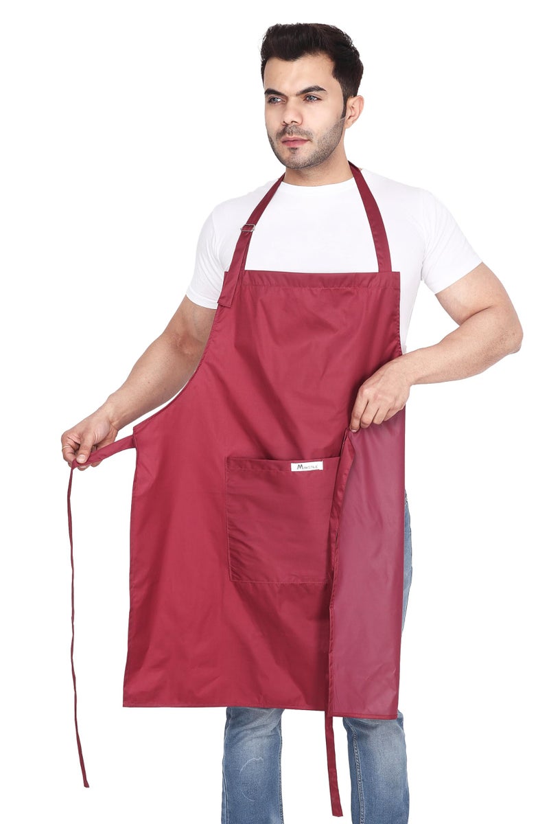 MAKSTILE Waterproof & Dustproof Apron For Dishwashing, Cooking, Dog Grooming, Gardening, Car Wash, Lab, Restaurant & Industrial Use | Unisex| Color-Maroon & Maroon | Pack Of 2 - Image 5