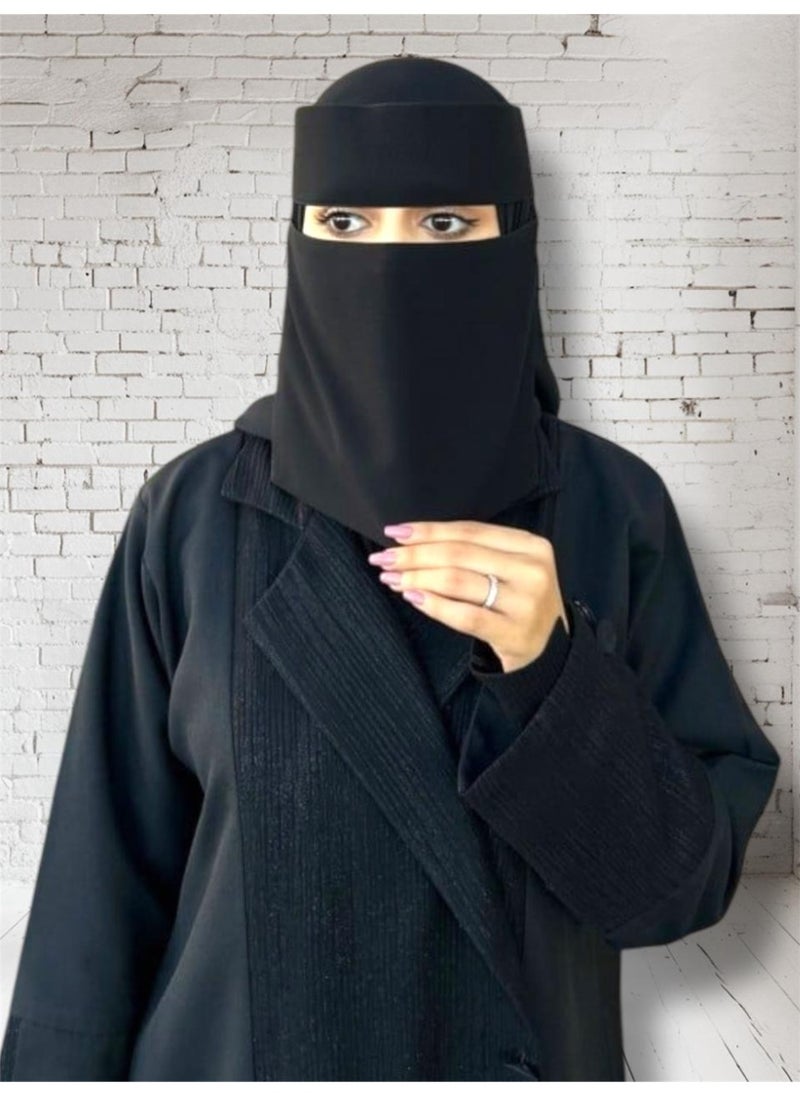 BHNS - 2 8" Straight Elastic Reinforced Middle Niqabs - Tagless women's elastic reinforced niqab with soft, high-quality fabric, comfortable and light on the skin, slip-resistant, washable, perfect for everyday and special occasions - Image 1