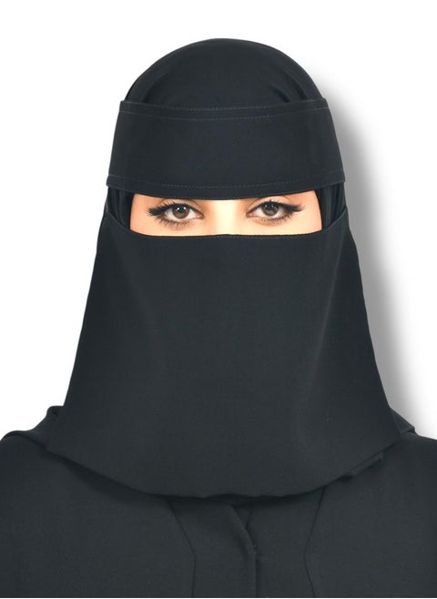 2 8" Straight Elastic Reinforced Middle Niqabs - Tagless women's elastic reinforced niqab with soft, high-quality fabric, comfortable and light on the skin, slip-resistant, washable, perfect for everyday and special occasions