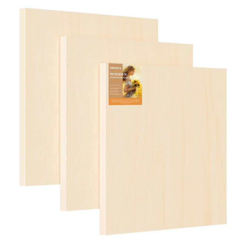 Wooden Art Panels for DIY Painting  Christmas Crafts  Home Dcor  12x12 Inch Canvas Wood Boards Unfinished Wooden Canvas for Adults  Kids 3Pack