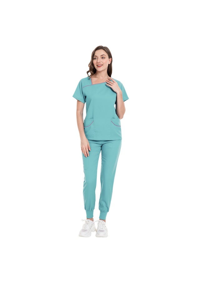 NIBEMINENT Women Nurse Scrubs Set Beauty Salon Nurse Uniform Hospital Salon Clinic Working Health Care Services Suits - Image 1