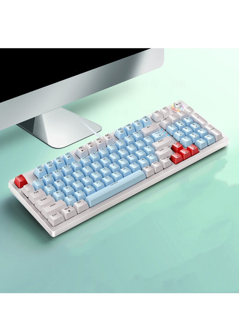 New K700 luminous mechanical keyboard gaming keyboard multi-function knob 96-key wired color matching computer keyboard