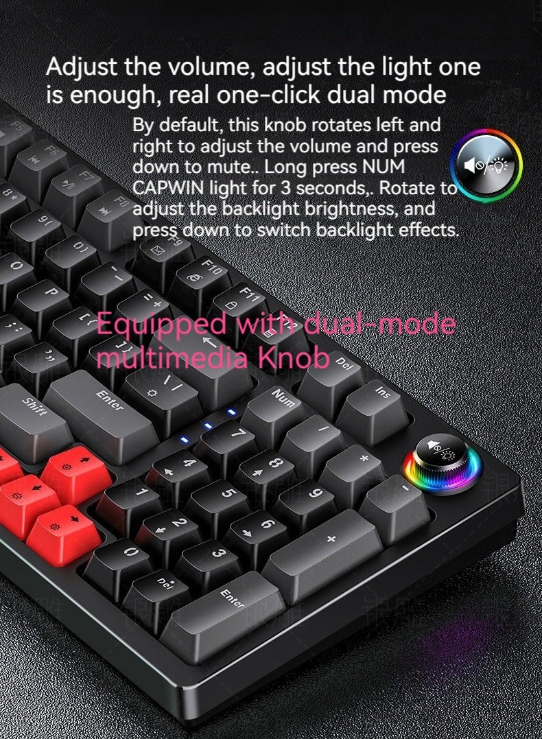 New K700 luminous mechanical keyboard gaming keyboard multi-function knob 96-key wired color matching computer keyboard