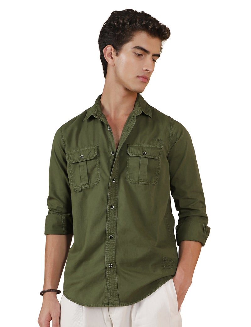fyltr Men's Full Sleeve Overdyed Solid Shirt - Regular Fit | Full Sleeve | Double Pockets | Travel Shirts for Men | Casual Shirts for Men - Image 1