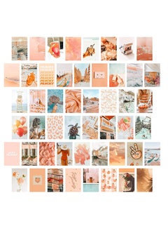 Boho Style Wall Collage Set 50 Peach Beach Prints for Teal Room Decor Aesthetic Art for Girls' Dorm VSCO Photo Display