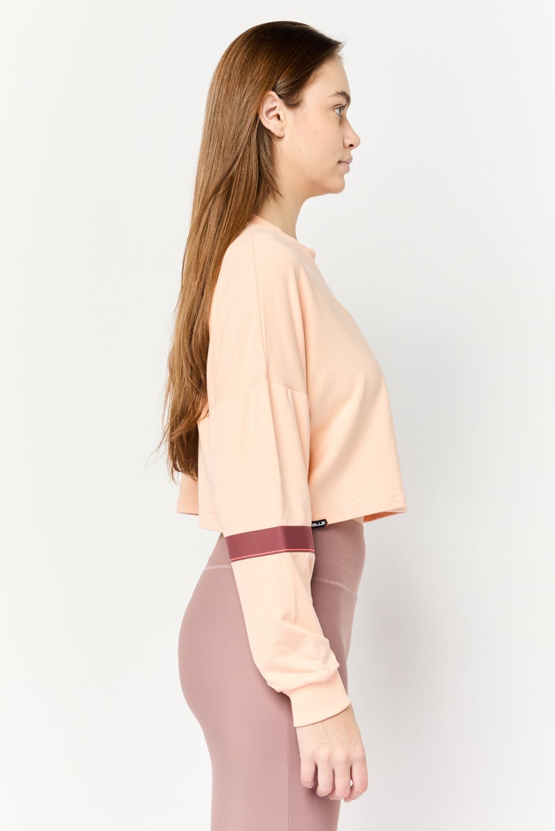 Reebok Women Sportswear Fit Long Sleeve Outdoor Crop Sweatshirt, Peach - Image 3