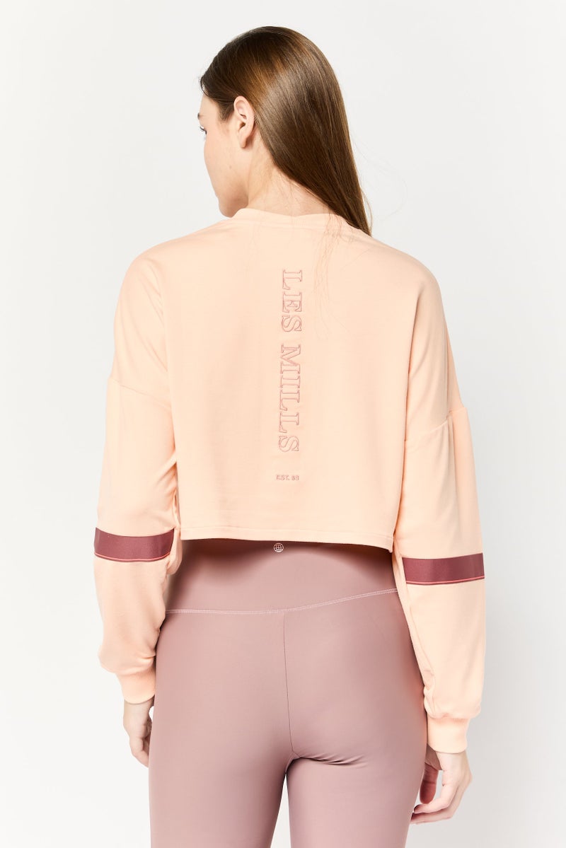 Reebok Women Sportswear Fit Long Sleeve Outdoor Crop Sweatshirt, Peach - Image 2