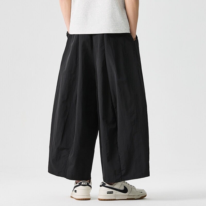 2025 Summer Plus-Size Loose Chinese Style Japanese Hong Kong Style Retro Mountain Style Cropped Harem Wide-Leg Pants Unisex Trendy - Image 5